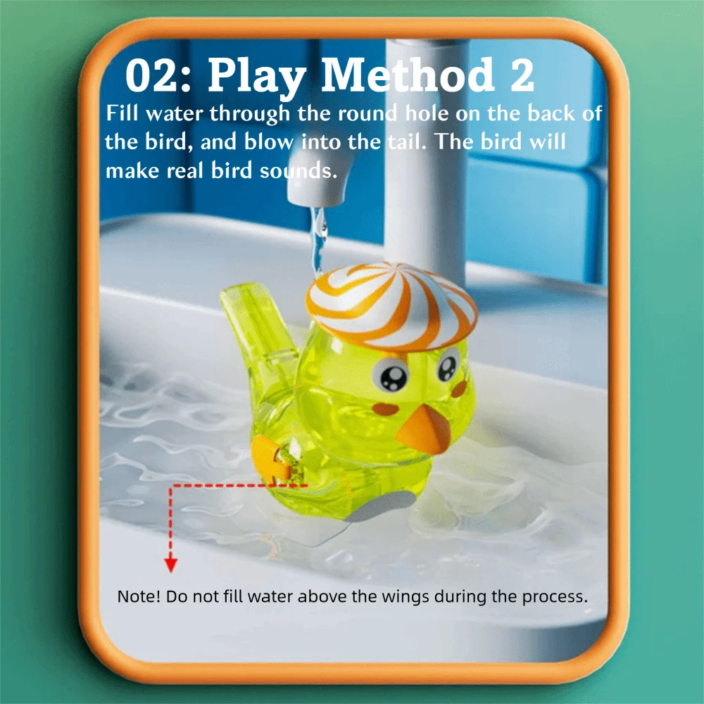 Silbato de cultivos de pájaros de dibujos animados, alas batientes, silbato de advertencia de agua, diferentes llamadas de aves, entrenamiento de pronunciación de plástico para chico