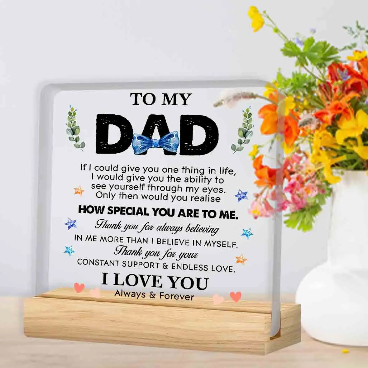 Dad Gifts From Daughter Son for Birthday Christmas, Dad Thank You Gift Clear Acrylic Desk Sign