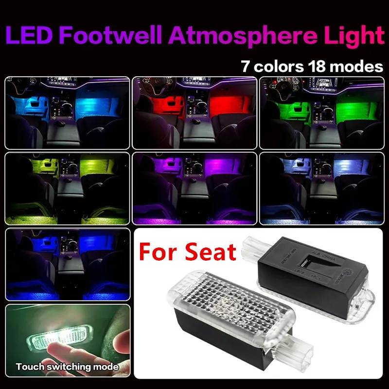 LED Car Footwell Lights Bulb Interior Atmosphere Decorative Lamp Accessories For SEAT Leon 5F MK3 2013 2014 2015 2016 2017 2018