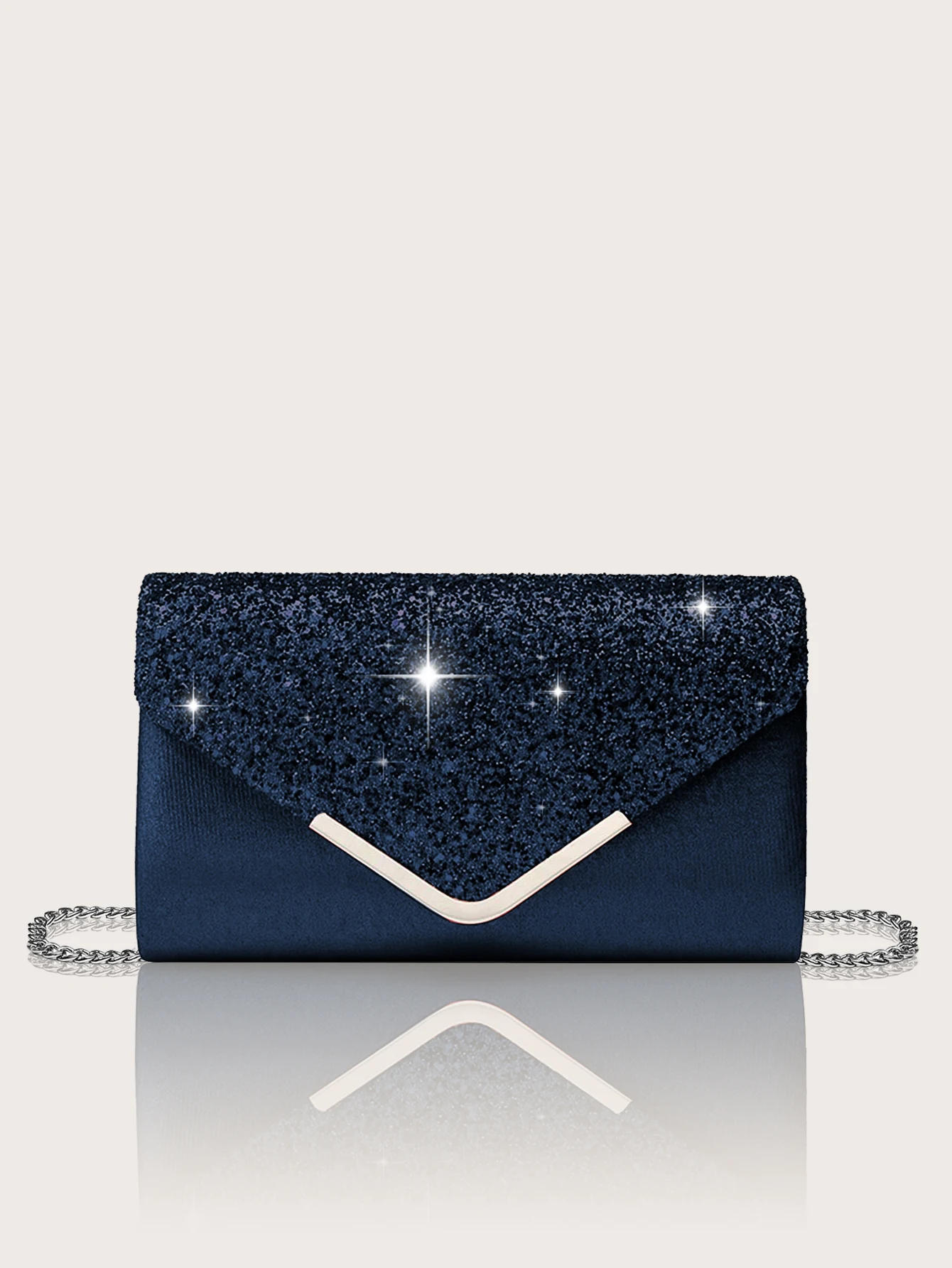 Gorgeous and elegant sparkly women's clutch bag, paired with a gorgeous rhinestone necklace, earrings and bracelet set of four. view 6