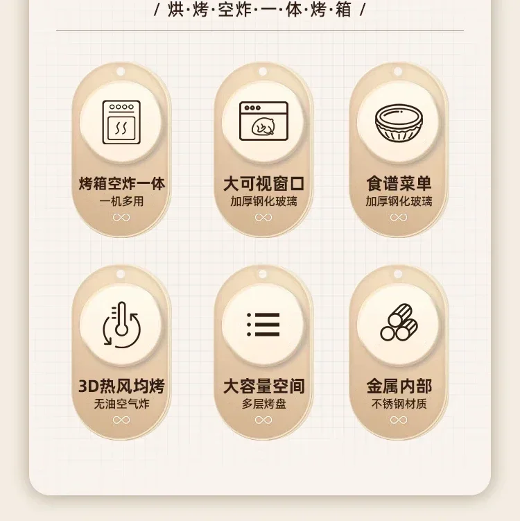 220V New  Mini Home Electric Oven with Steamer and Microwave One-Piece Machine for Baking, Roasting, and Steaming A