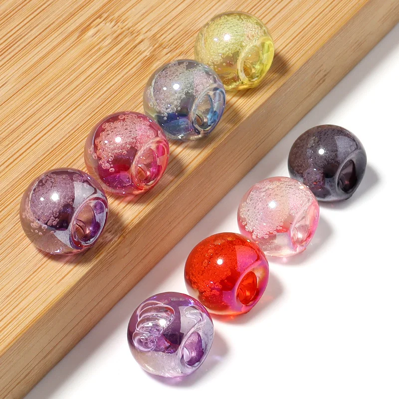 10pcs Water Cracked Crystal Acrylic Bead 14x16mm Mix Color Round Loose Beads for Jewelry Making DIY Bracelets Necklace Findings