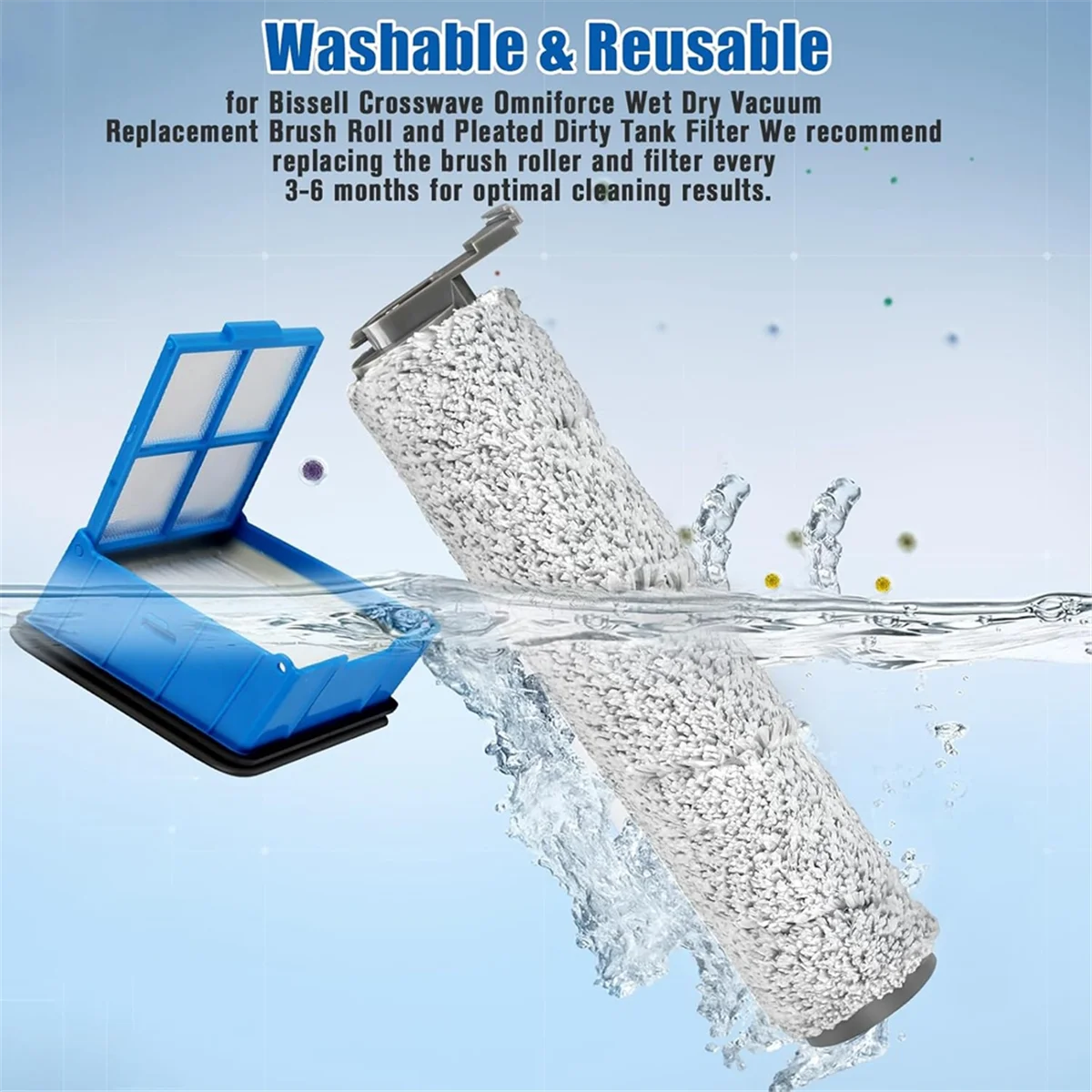 3882 gulungan sikat dan Filter suku cadang pengganti untuk CrossWave 3882 3883 Aksesori vakum kering basah