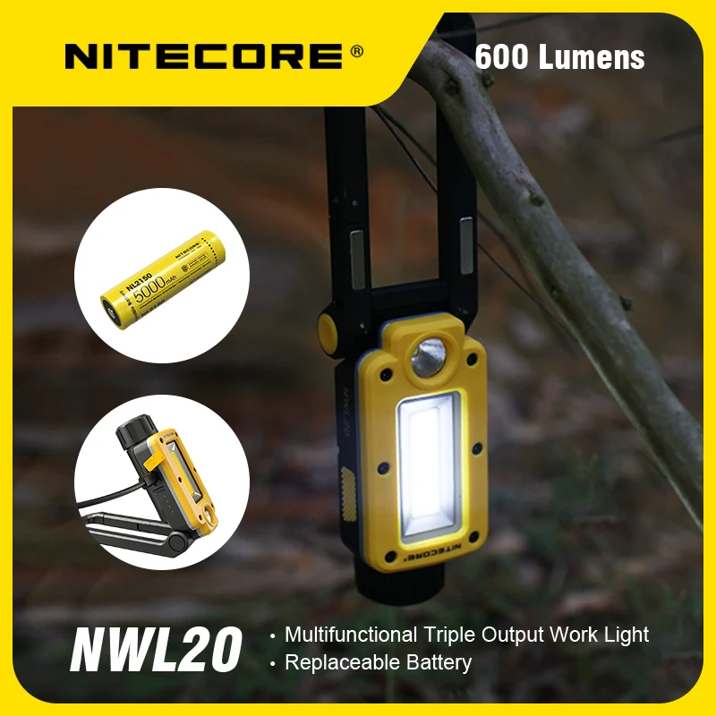 NITECORE NWL20 600 lumens USB-C Charging Cable Multifunctional Triple Output Work Light