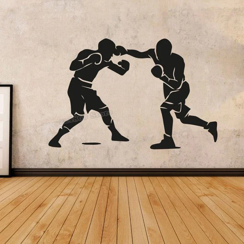 Vinyl Wall Decal Boxing Silhouette Sport Fight Men Wall Sticker for Boys Room Decoration Poster Mural Removable Art Decor B641