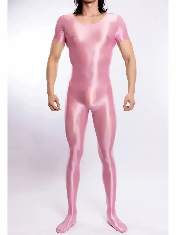 للجنسين قصيرة الأكمام لامعة لامعة بوديستوكينج سلس التمثال جوارب طويلة ارتداءها الجوارب يوتار الملتصقة بذلة Catsuit Unitard