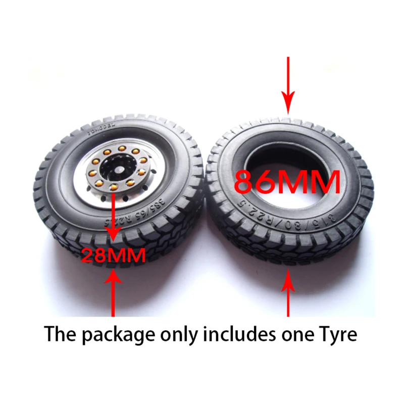 JDM Rubber Tyre for 1/14 RC Tractor Truck Remote Control Construction Cars Model Excluding Inner OD86MM Thickness 28MM liner