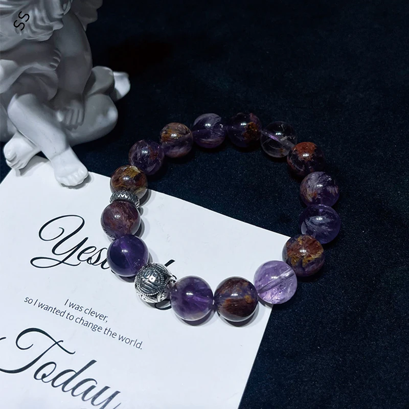 Natural Purple Ghost Transport Bead Bracelet Girl S925 Silver Light Luxury Design Sense Original Hand Charms Accessory Men/Women