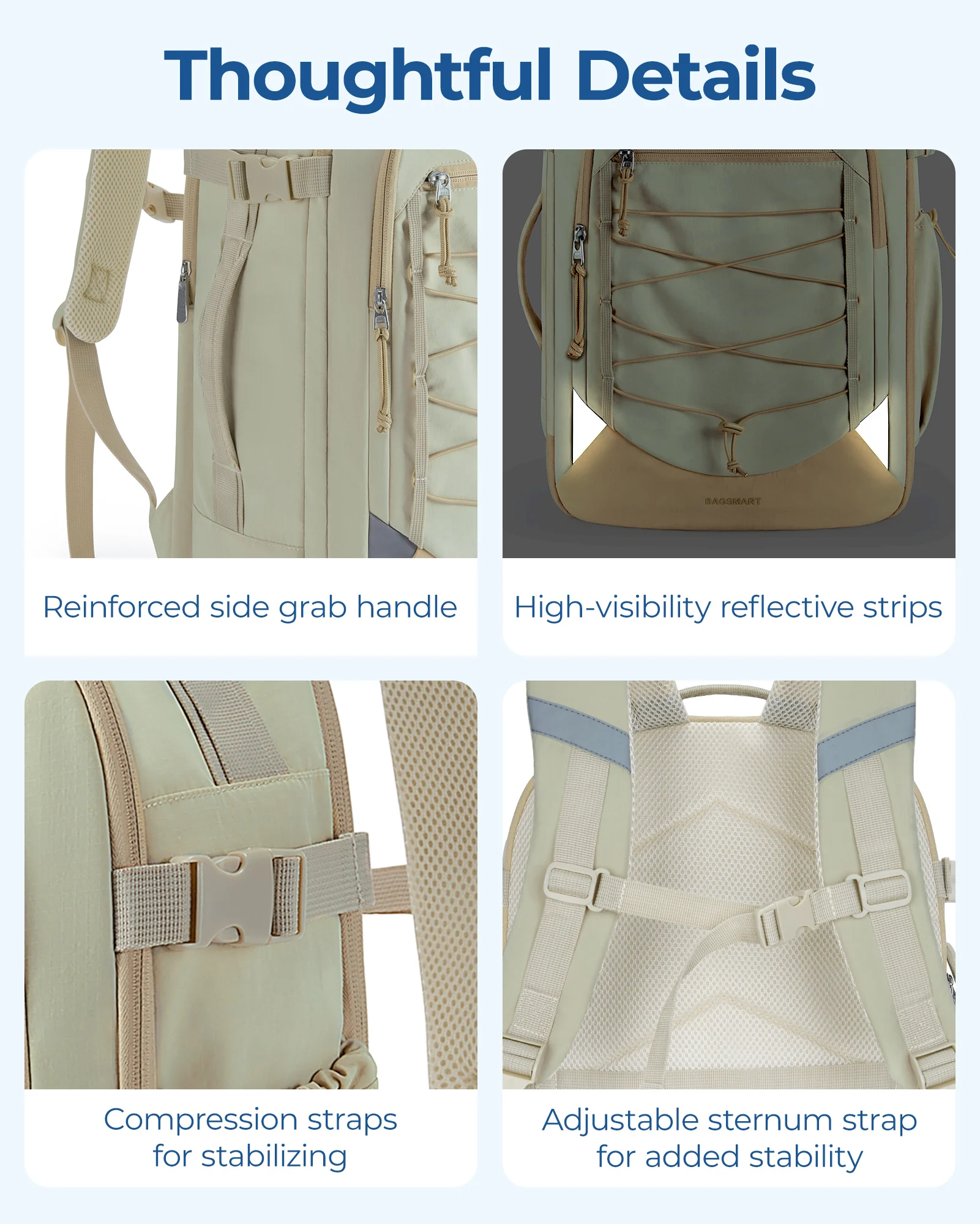 BAGSMART Carry On Travel Backpack 17.3 Inch Large Travel Backpack Carry-on Personal Item Backpack Travel Bag with Shoe Compartm