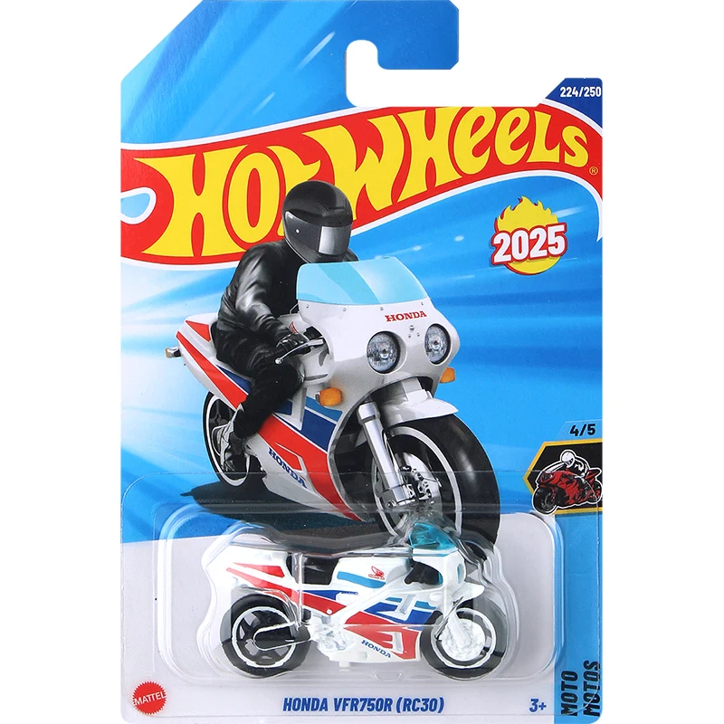 العجلات الساخنة C4982 # 224 	 هوندا VFR750R (RC30) الأبيض HW موتو 1:64 دييكاست نموذج سيارة لعبة 2025 حالة م