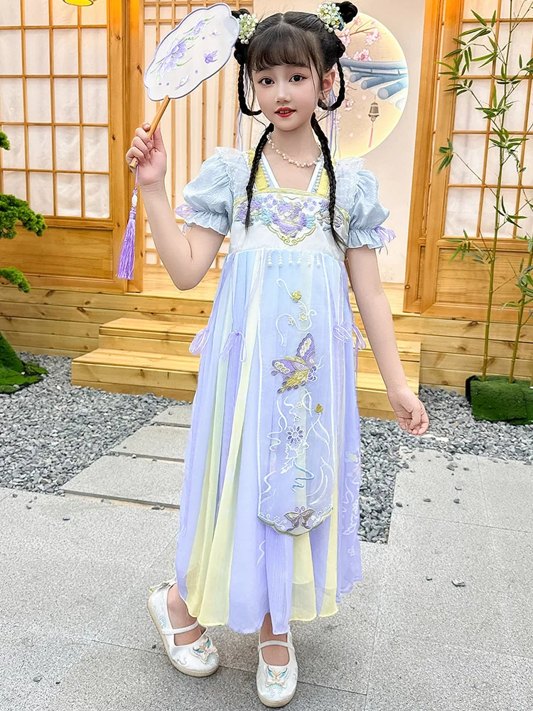 Hanfu-vestido Tang superinmortal para niñas, Falda larga de estilo antiguo, vestido de tesoro, 2024