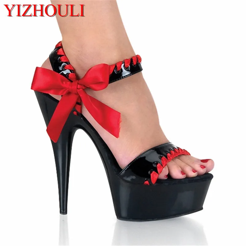 Entire store package logistics bowknot is 15 cm heel shoes The princess wind ultra-high The stage show high heels dance shoes