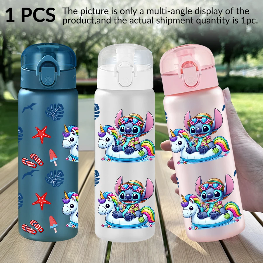 1pc disney stitch unicórnio padrão 26oz garrafa de água de plástico esportes ao ar livre copo de água aniversário/regresso a casa presente