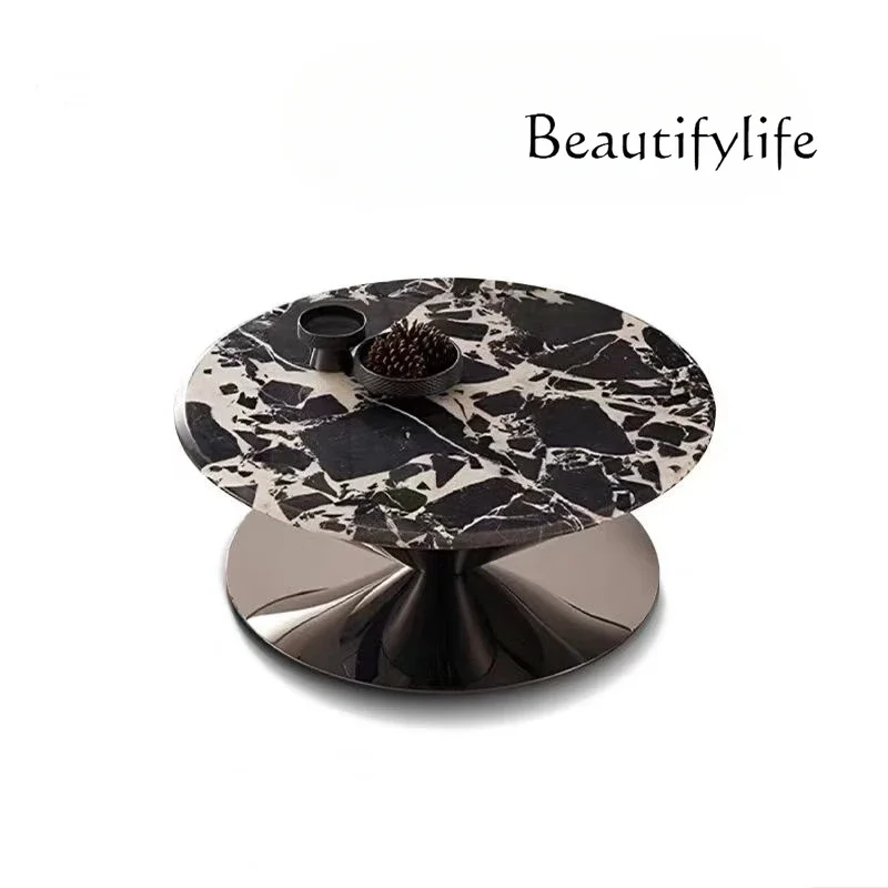 

ls 42Italian minimalist creative flying saucer coffee table living room bar cafe suspended luxury stone round coffee table