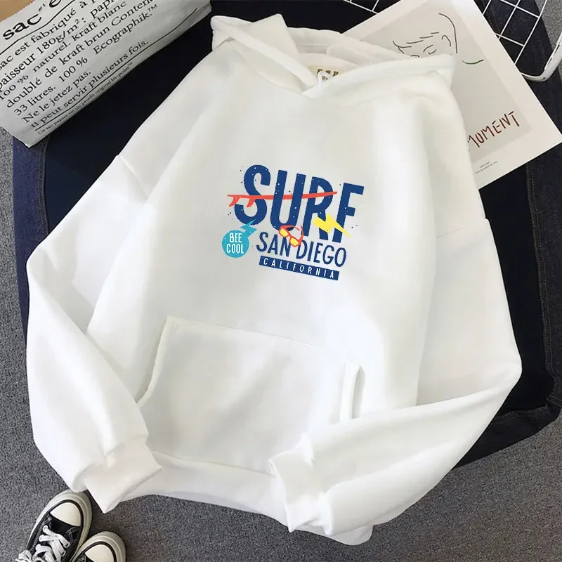 

Cute Surf Letters Print Hoodies Teens Daily Street Wear Spring Long Sleeve Sweaters Casual Funny Loose Hooded Top