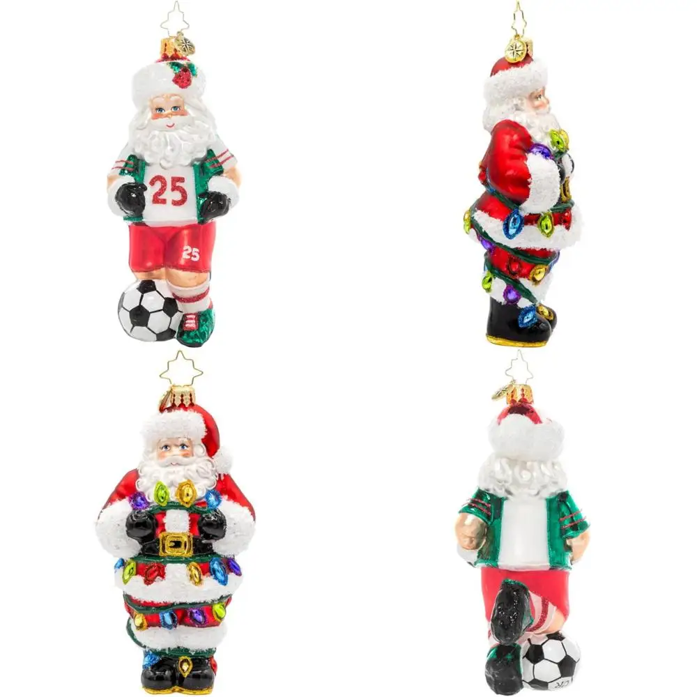 

European Glass Christmas Ornament - Handcrafted Kick It Like Kringle Style Decorative Accent