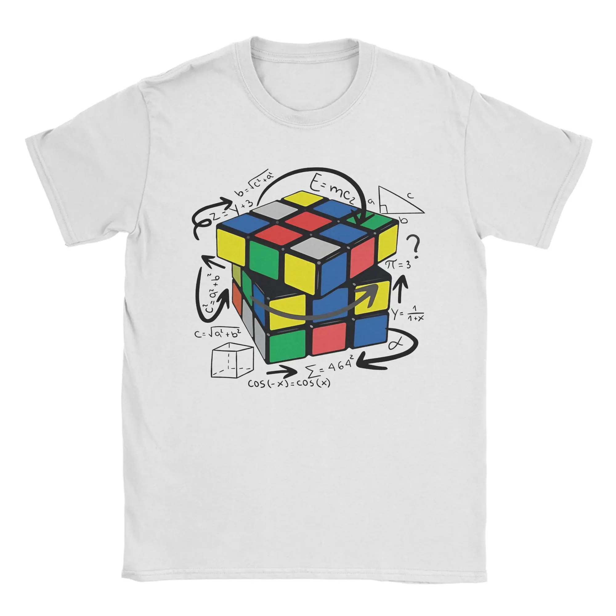 Math Rubiks Player Cube Men's T Shirts  Vintage Tee Shirt Short Sleeve Round Neck T-Shirt Pure Cotton Unique Tops