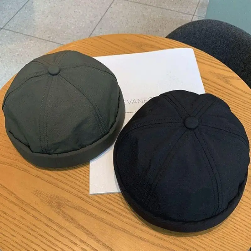

Unisex Quick Dry Solid Color Brimless Caps For Men Women Streetwear Hip Hop Hats Retro Beanie Docker Caps Adjustable Dome Hats