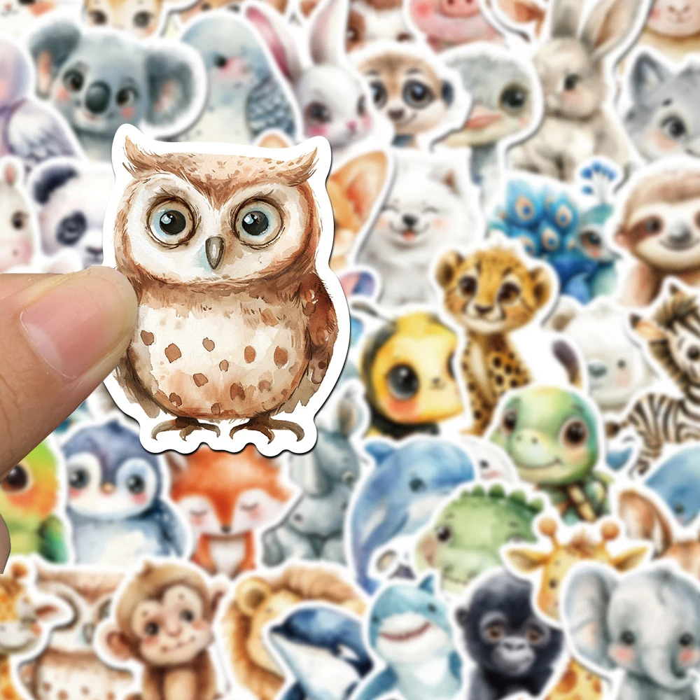 10/30/50pcs Carino Per Bambini Libro Dipinti Animali Adesivi Estetica FAI DA TE Bagagli di Skateboard Carino Watercolo Graffiti Adesivo giocattoli
