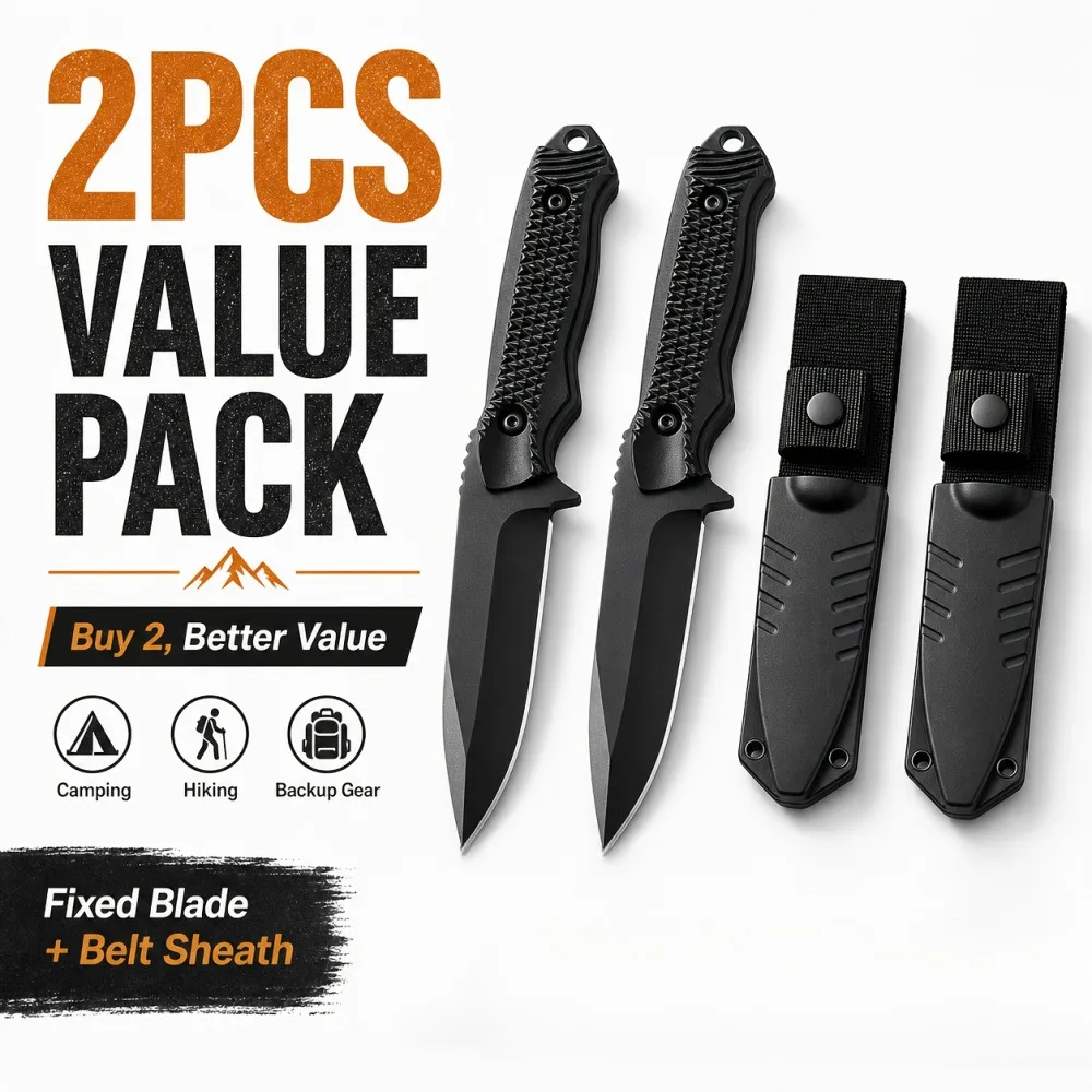 Full-Tang Knife with Textured Grip & Heavy-Duty Sheath - 7