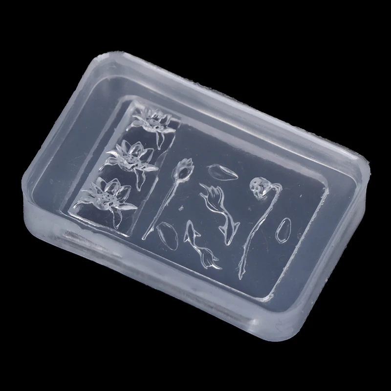 Flowers Series Embossed 3D Curved Nail Mold Lotus Flower Goldfish Diy High Transparent Nail Templates Nail Mold Art Decoration