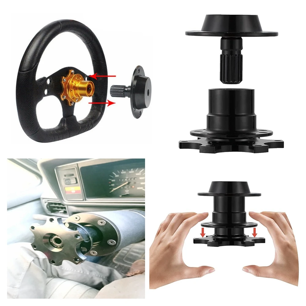 Universal Steering Wheel Quick Release Hub Adapter Snap Off Boss Kit with 6 Hole Steering Wheel Hub for Race/Rally/Motorsport