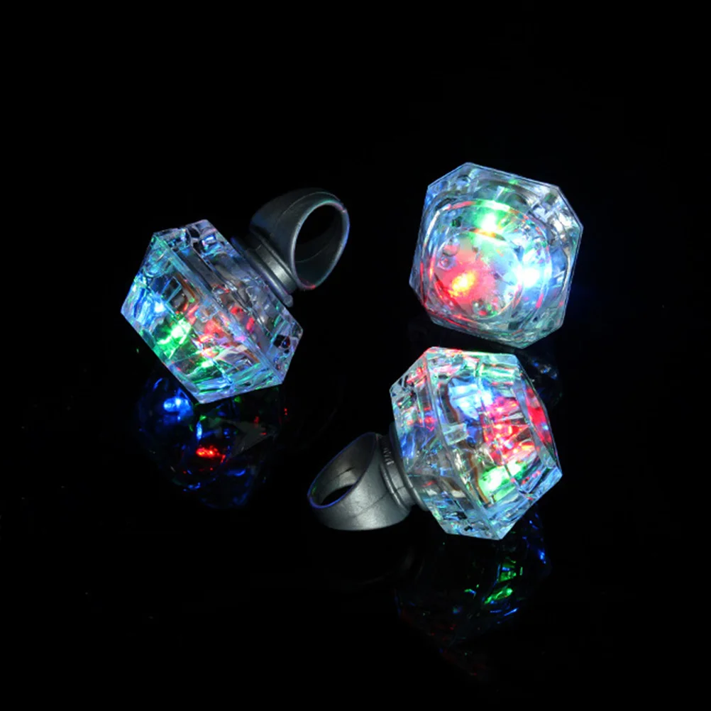 

24 Pcs LED Glowing Diamond Ring Kids Gifts Finger Lights Flashing Jelly Rings Child