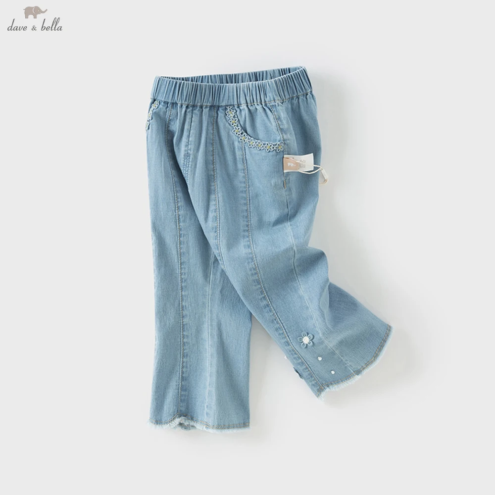 Dave Bella Girls Spring Bootcut Jean Autumn Winter Children Loose Elastic Pants Jeans Party Formal Trousers DB2251131
