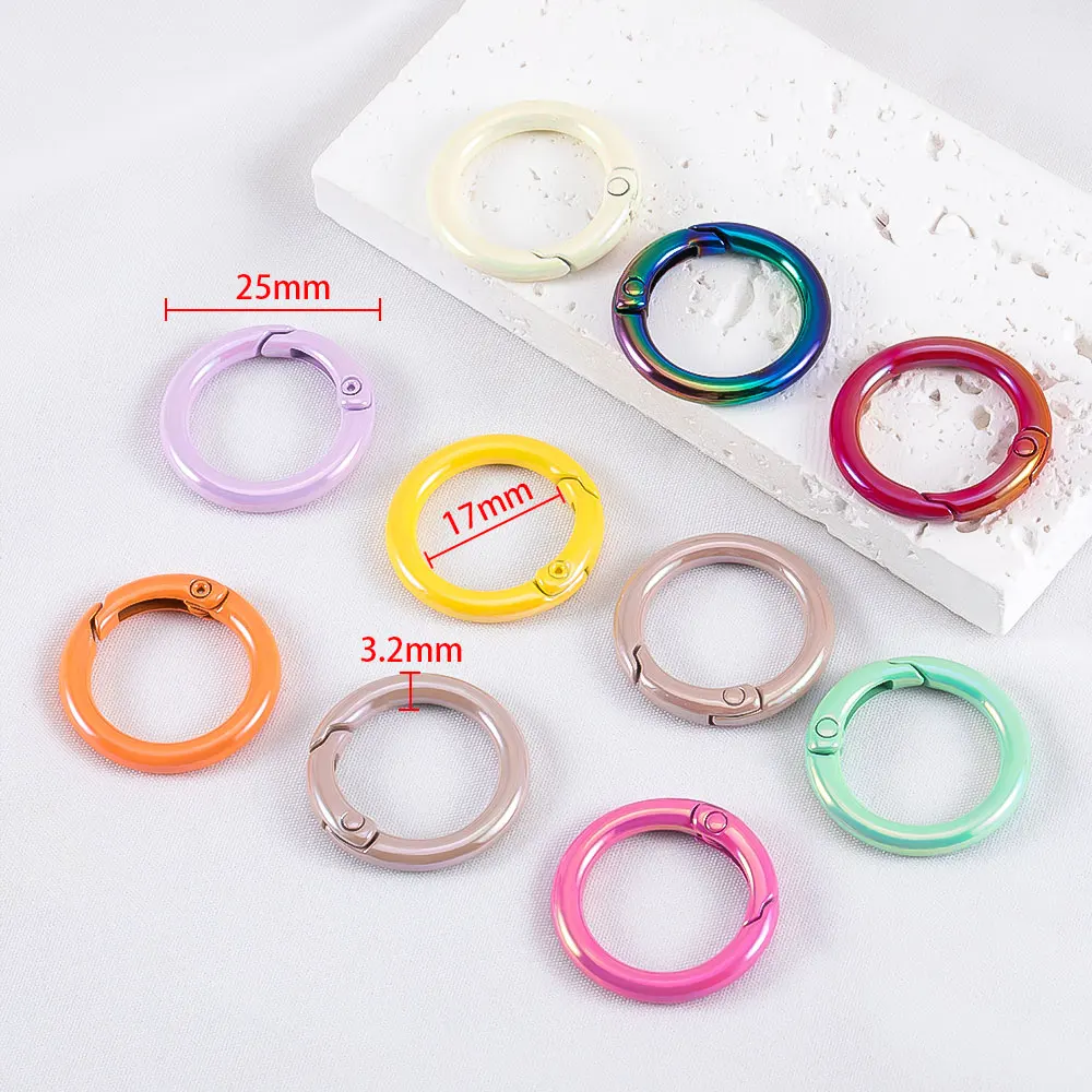 5/10/20pcs 25mm Colorful Spring O Rings Round Carabiner Key Ring Trigger Snap Buckle Keychain DIY Jewelry Making Bag Charm Hooks