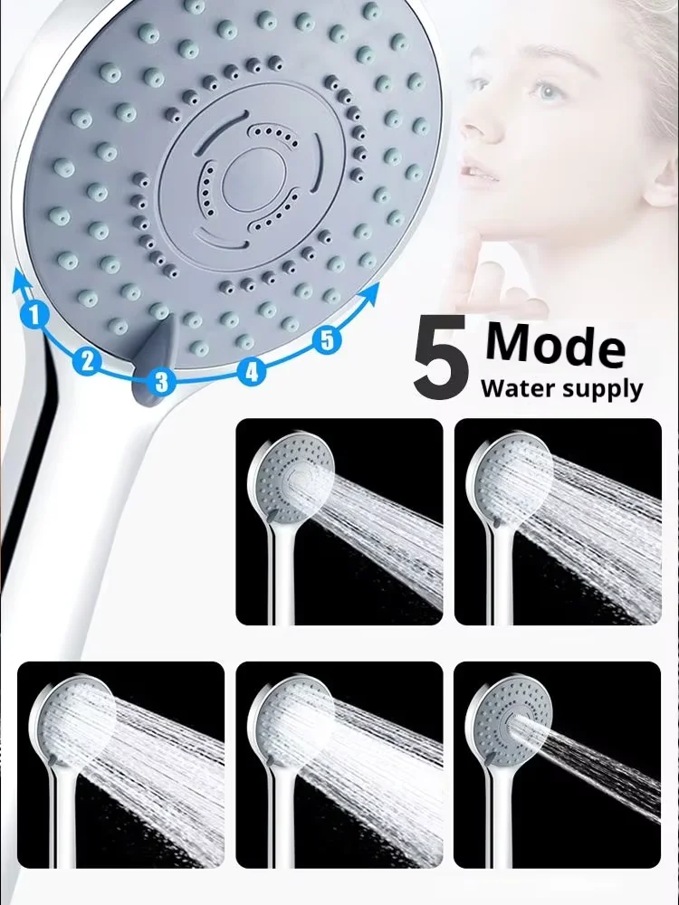 

Bathroom Sprayer Shower Jetting Shower Head Water Saving Handheld Adjustable 5 Modes SPA Shower Bath Head Bathroom Accessories