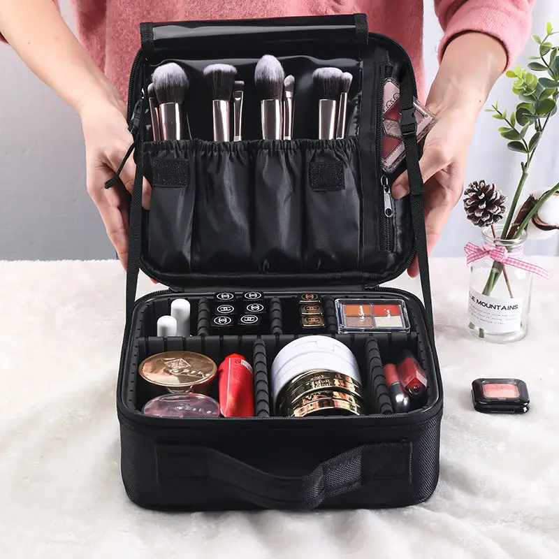 Women Professional Suitcase Makeup Box Make Up Cosmetic Bag Organizer Storage Case Zipper Large Toiletry Wash Beauty Pouch E841