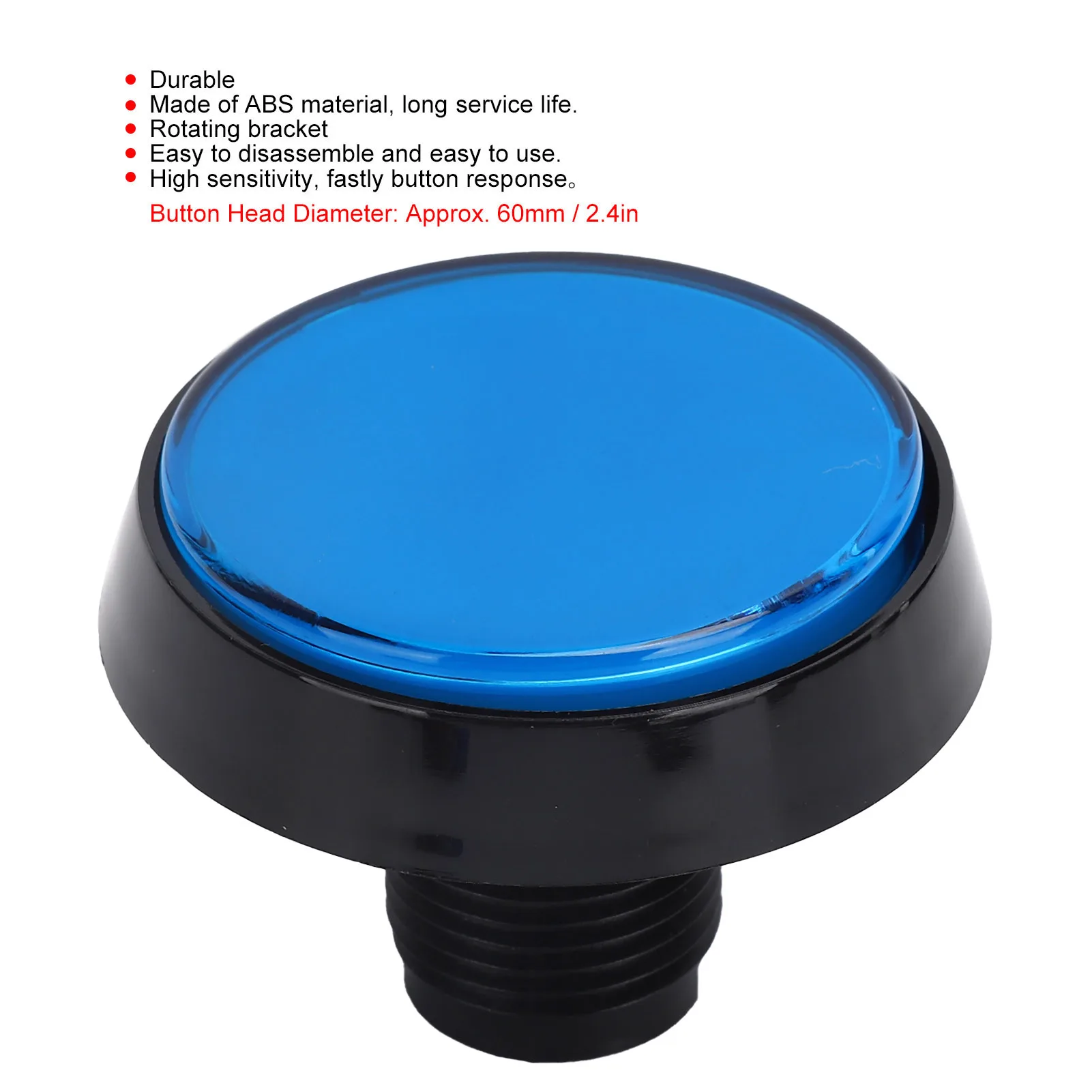 60mm Big Round Flat Button with LED Light 3‑Foot Switch for Crane Machine Game Console Mini Push Button Game Console Supplies