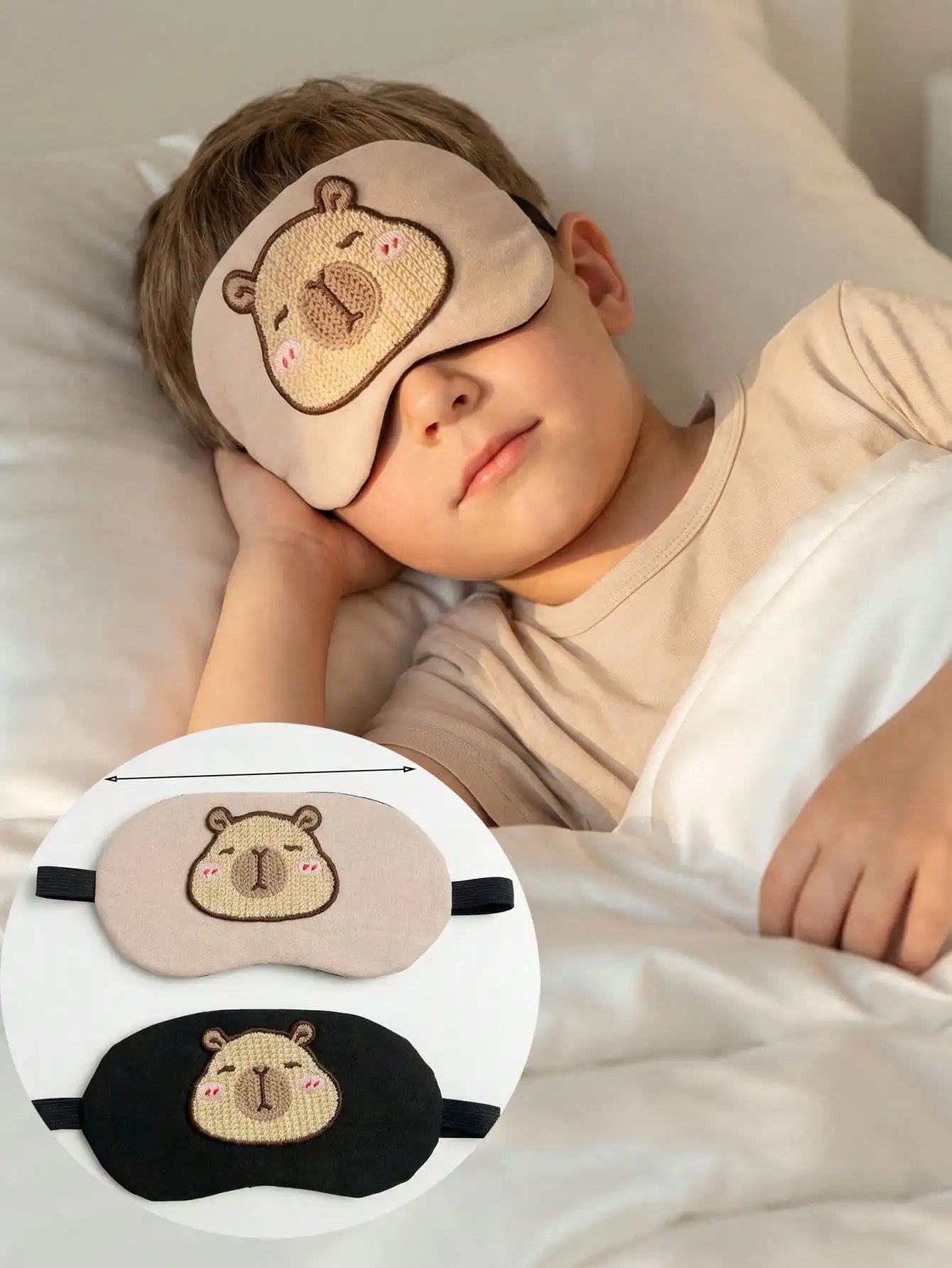 1pc Black Printed Sleep Eye Mask, Adjustable Ice Compression Shading Eye Cover, Suitable for 14-16Y Teens & Adults