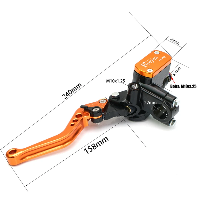 Motorycle Left Hydraulic Clutch Lever Set with 1200mm Brake hose Orange for Pitbike Streetbike Master Cylinder Clutch Left Side