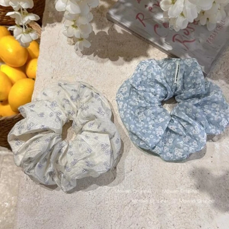 رباط شعر كوري حلو صغير من الزهور الطازجة والأمعاء الغليظة، ربطة شعر مرنة عالية، حبل ربطة رأس، إكسسوارات شعر على شكل زهرة الرأس