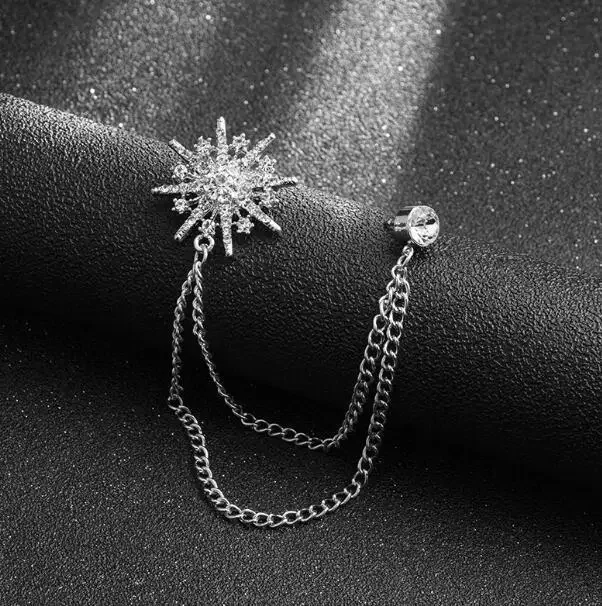 European Brooch Octagonal Chain One-piece Brooch Snowflake Corsage Tassel Silk Scarf Buckle Brooch Accessories