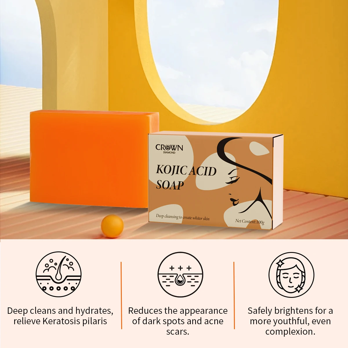 Kojic Acid Soap with Vitamin C  Facial Deep Cleansing Soap Exfoliating Even Skin Tone Oil Control Moisturizing Skin Care