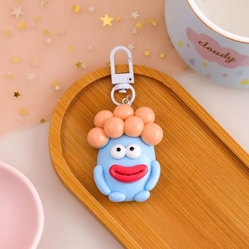 Cute Funny Clown Keychain Fun Kawaii Cartoon Sausage Mouth Pendant Fashion Resin Big Mouth Keyring Girls