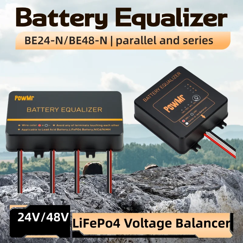 PowMr Battery Equalizer 24V 48V Solar System Solar Battery Series-Parallel Connected Charge Controller LiFePo4 Voltage Balancer