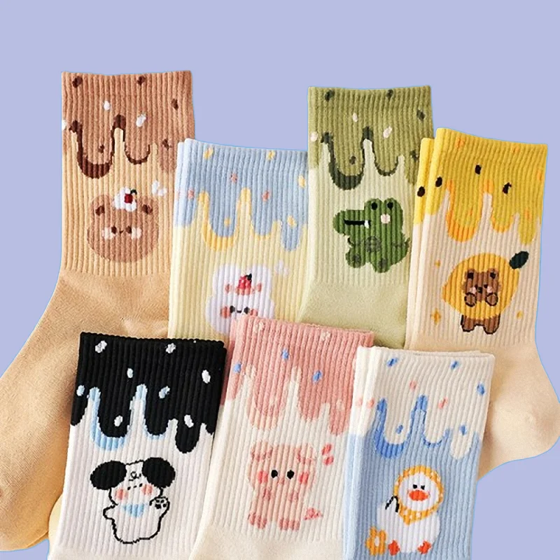 Meias longas japonesas para mulheres, meias de meio tubo, todo o jogo, estudante, coreana, doce, fofa, estudante, outono, inverno, novo, tendência de inverno, 7/14 pares