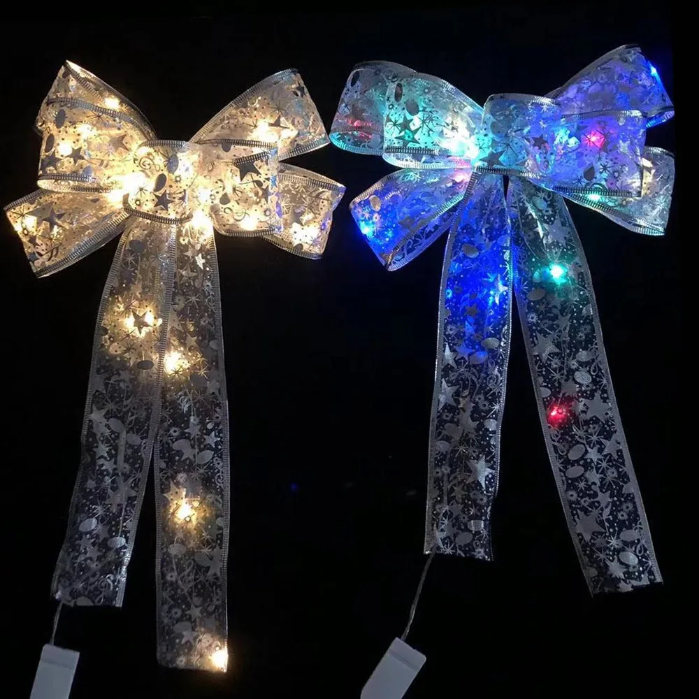 Transparent Luminescence Bowknot Christmas Tree Decoration Reuasble Large Size Bow Hanging Christmas Pendant Pendant