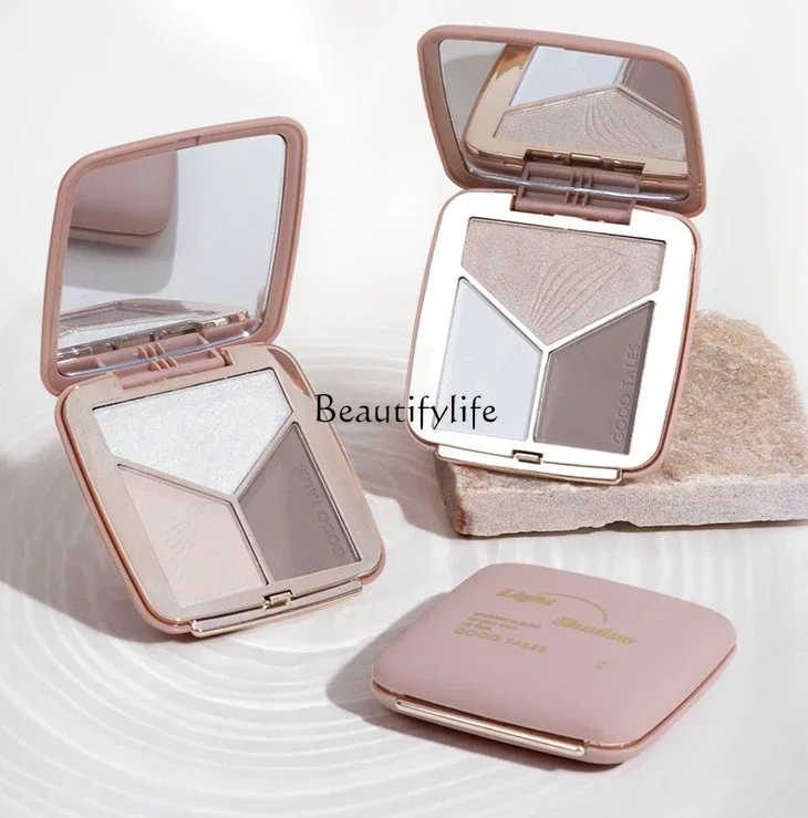 Three-Color Matte Contour Compact High-Gloss Side Shadow Nose Shadow Sculpting Contour Powder Hairline Makeup Palette