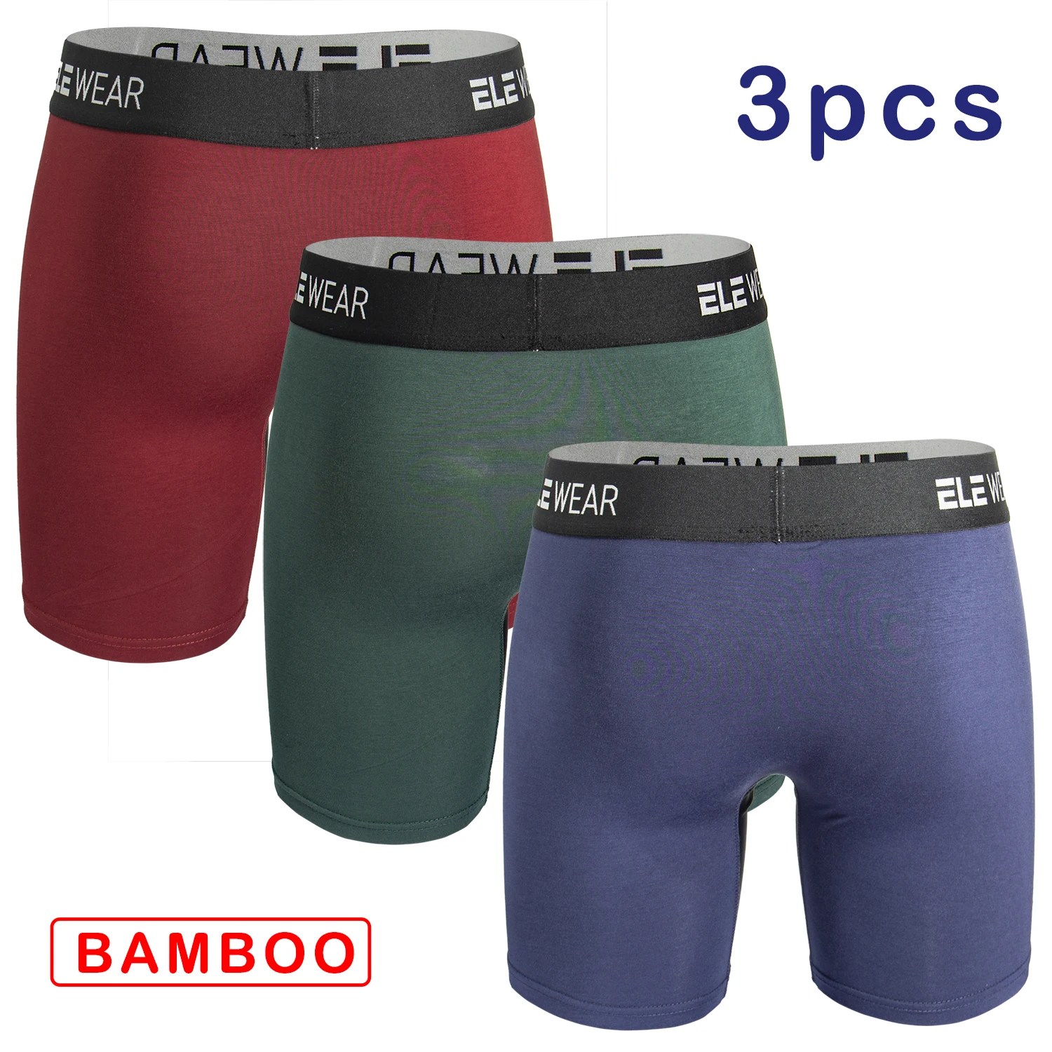 ملابس داخلية رجالية من الخيزران، ملابس داخلية رياضية طويلة، ماصة للرطوبة، سراويل داخلية للرجال