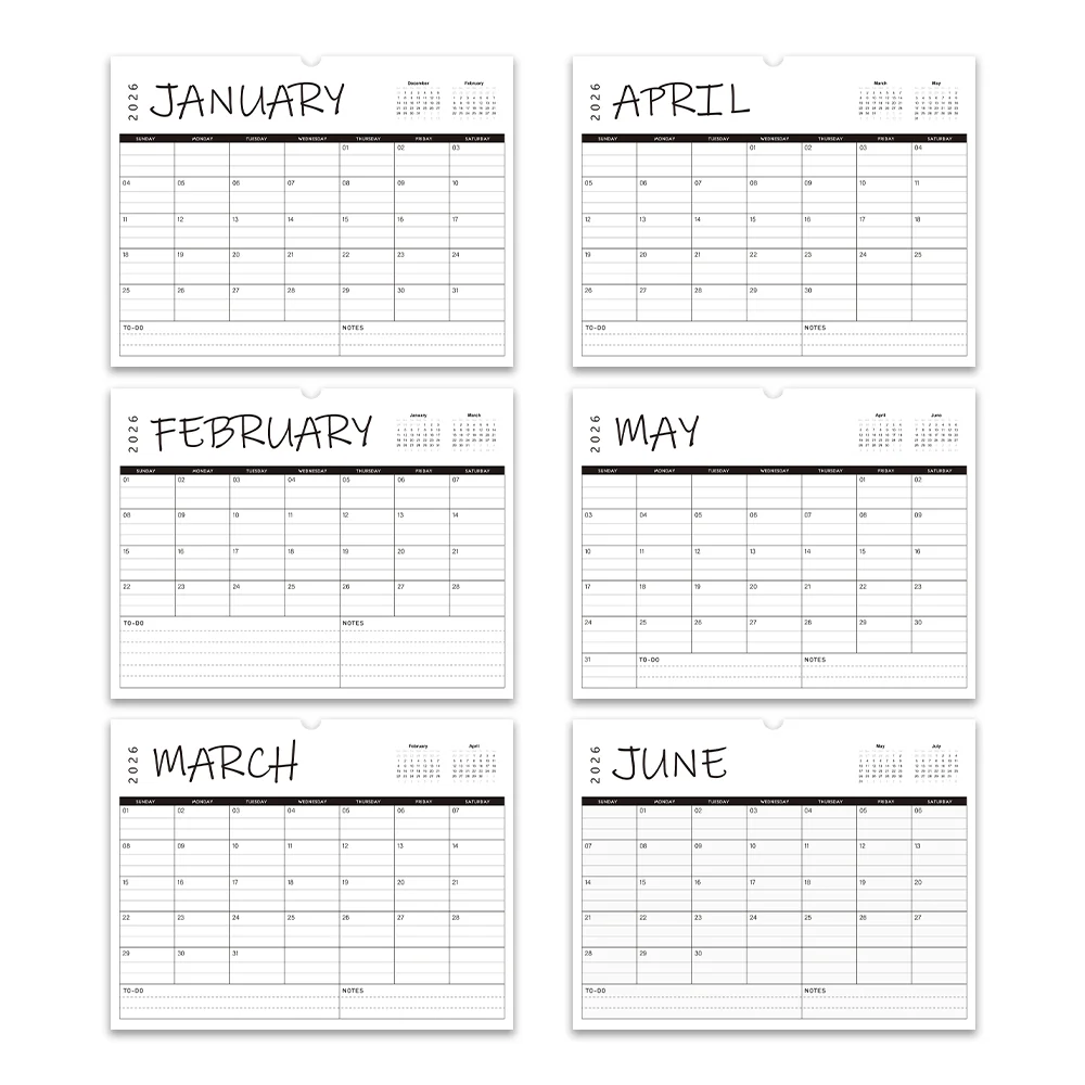 1 قطعة تقويم حائط 2026، تقويم بسيط باللونين الأبيض والأسود، مخطط شهري لمدة 12 شهرًا، هدية مثالية لأعياد الميلاد وأعياد الميلاد وعيد الميلاد #6