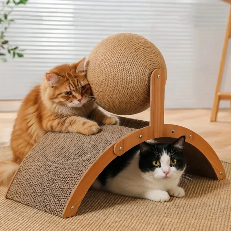 

Cat Supplies Pet Cat Toys Cat Scratching Ball Wooden Sisal Scratch Board Wear-Resistant Grinding Paw Toys for Cats