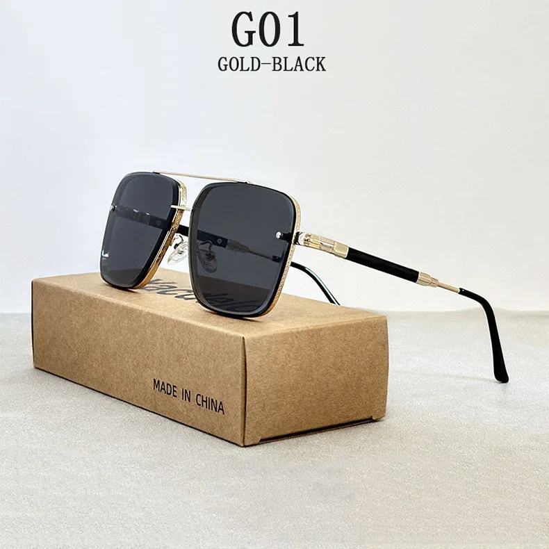 Quadratische Sonnenbrille für Männer 2024, Vintage-Mode, Brille, Luxus-Retro-Sonnenbrille, Damen, trendige Urlaubs-Sonnenbrille, Gafas De Sol Hombre – Detail 1