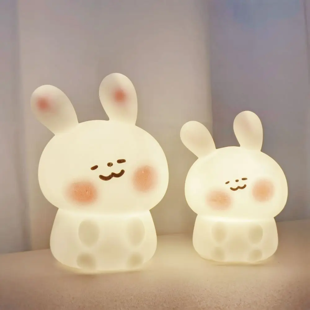 Ins Style Little Rabbit Bedroom Lamp Silicone Lighting Equipment Decorative Atmosphere Light Soft Girl Heart Bedside Lamps