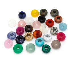 10Pcs/Lot Natural Crystal Agate Stone Big Hole Beads Abacus Beading Crafts Supplies for Jewelry Making DIY Bracelet Accessories