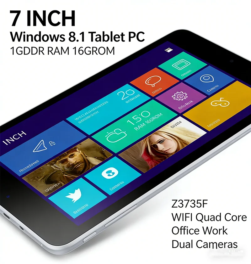 7 INCH Windows 8.1 Tablet PC System 1GDDR RAM 16GROM Z3735F WIFI Quad Core Office Work WIFI Dual Cameras