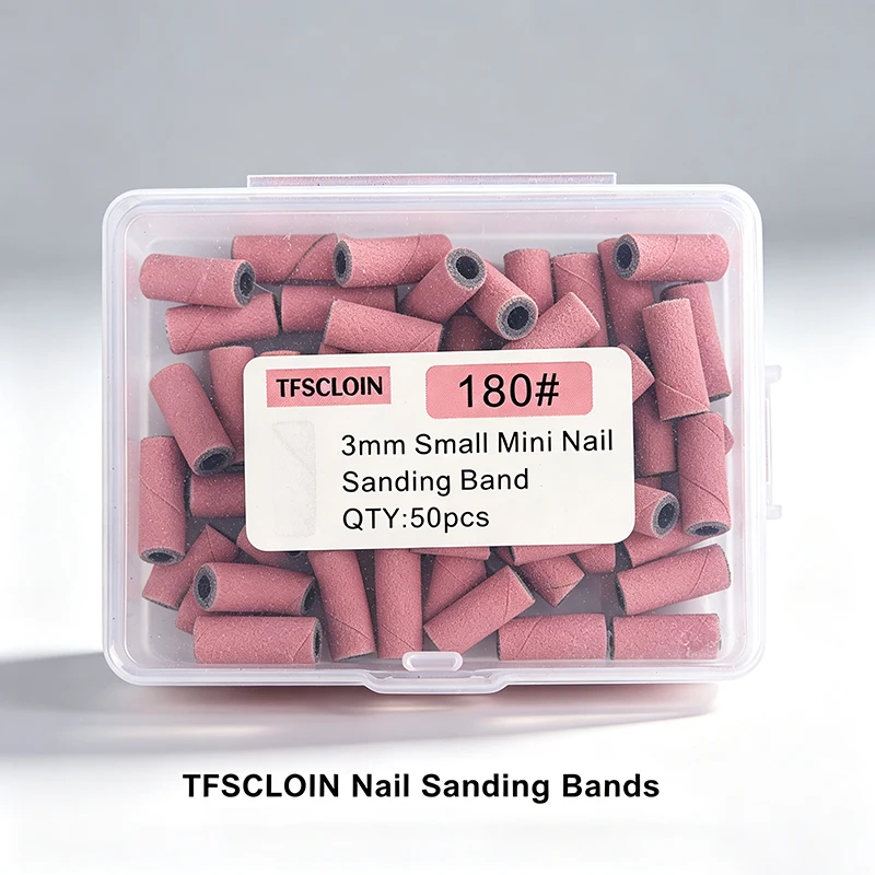 50pcs 3mm Mini Sanding Bands Stainless Steel Mandrel For Dead Skin Calluses Remove Polishing Electric Nail Drill Bits Accessory